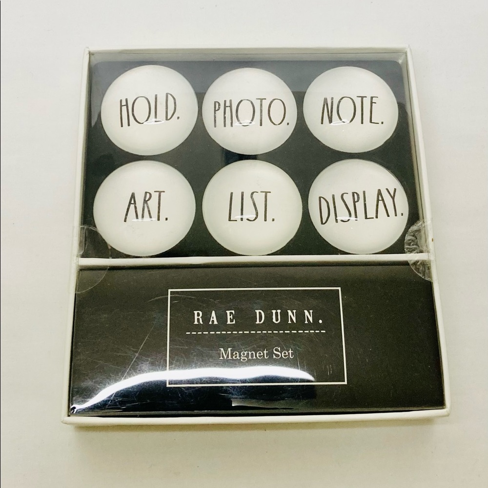 Rae Dunn Glass Magnet Set of Six HOLD **PHOTO **NOTE**ART** LIST**DISPLAY** NWT